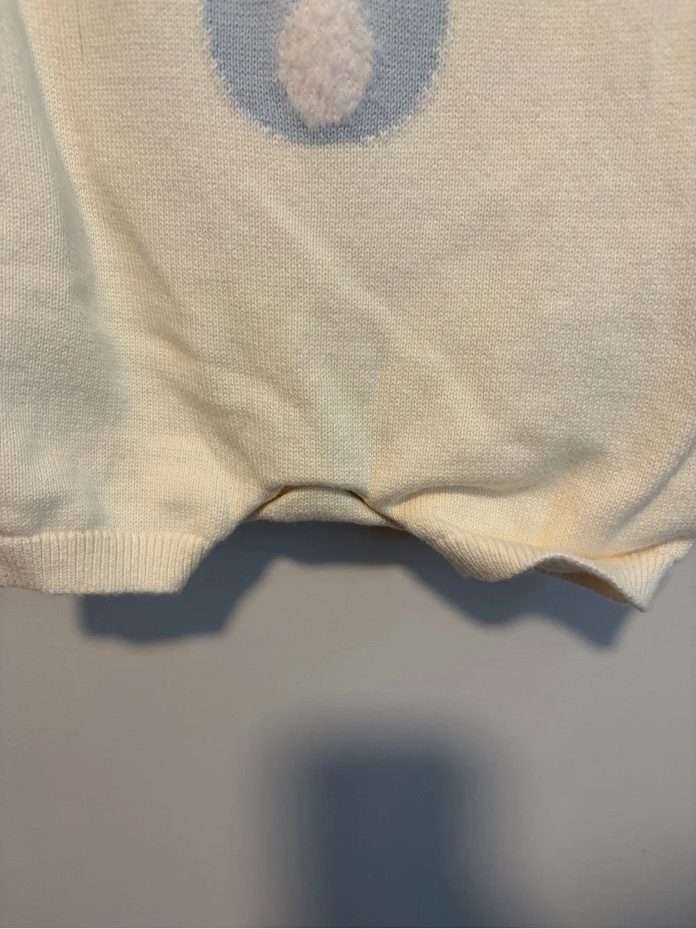 GAP Cream Knit Romper with Light Blue Bunny Motif